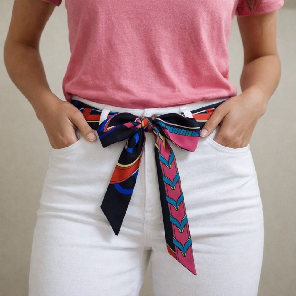 VIBRANT PARIS LONG SKINNY SCARF BANDEAU BELT HAIR BAG HANDLE TIE COLORFUL 78”